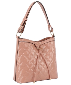 Patent Glossy Quilted Shoulder Bag GL0171M STONE